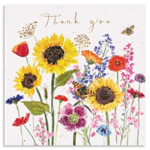 Sunflowers & Butterflies Thank You Card